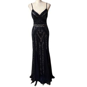 Marina Navy Blue Beaded Evening Prom Ball Special Occasion Dress Sz 8